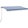 vidaXL Tenda da Sole Retrattile Manuale 400x350 cm Blu e Bianca