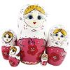 Winterworm Set di 5 bambole matrioska rosso fiore rosa matrioska russo nidificante giocattolo in legno impilabile regalo fatto a mano bambole folk bambini regalo divertente regali per la camera dei decorazione