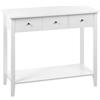 Beliani Tavolo consolle moderno 3 cassetti ripiano gambe in legno bianco