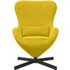 vidaXL Poltrona uovo Giallo 63 x 73 x 90 cm Velluto | Super comoda per le lunghe sedute, Il giallo vivace porta un tocco di vita a qualsiasi stanza,