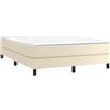 vidaXL Boxspring bed kunstleer crèmekleurig 140x190 cm