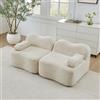 Piaenon Divano modulare a 2 posti a forma di onda, design senza ossa, cuscino con braccioli mobili, nessun montaggio, per soggiorno e appartamento, beige