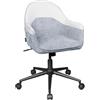 DEVAISE Sedia da Scrivania, Sedia Girevole in Pelle Bianca e Tessuto Grigio, Altezza Regolabile, Rotazione a 360°, Portata fino a 136 kg, Ergonomica per Casa, Ufficio o Toeletta