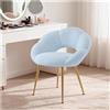 SDXYSTCE Sedia da Scrivania Imbottita e Comoda - Poltrona da Ufficio con Schienale Floreale - Sedia Moderna per Trucco in Tessuto Teddy - Oro e Blu
