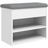 vidaXL Panca Scarpiera Bianca 62x32x50 cm in Legno Massello di Argilla