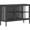 vidaXL Dressoir 105x35x70 cm glas en staal zwart