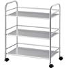 TUKAILAI Carrello da portata in acciaio inox con ruote, carrello da cucina su ruote, carrello per nicchia con 3 ripiani, scaffale a rotelle, carrello da cucina, argento (35 x 50 x 75 cm)