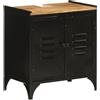 vidaXL Mobile Lavabo da Bagno 55x35x60 cm Ferro e Legno Massello Mango