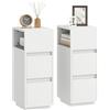 HOMCOM Set di 2 Comodini Camera da Letto Stretti e Alti 25x30x65 cm Bianco
