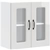 vidaXL Pensile da Cucina con Porta in Vetro Kalmar Bianco Lucido
