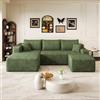 Henjda Divano angolare con funzione letto, 241 cm, motivo nuvole, divano letto modulare a forma di U, 3 posti con 2 ottomani, divani sezionali per soggiorno, non richiede montaggio, verde: chaise