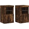 vidaXL Armadietto con Luci LED Rovere Fumo in Legno Multistrato