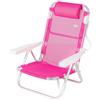AKTIVE Sedia da spiaggia pieghevole, multiposizione, 5 posizioni, tessile e alluminio, colore Fucsia, 48 x 46 x 84 cm, supporta 110 kg, con maniglia di trasporto