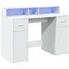 vidaXL Scrivania con Luci LED Bianca 120x55x91 cm in Truciolato