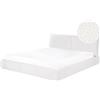 Beliani Letto matrimoniale ad acqua imbottito in tessuto boucle bianco 180x200 cm