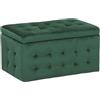 Beliani Pouf Cassapanca Imbottito in Velluto Verde Scuro Stile Chesterfield
