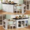 Wyibwy Isola cucina multifunzionale con tavolo da pranzo bianco estensibile (150 cm + 96 cm), isola cucina centrale con mobili contenitori integrati, piano di lavoro in legno effetto marmo(Bianco)