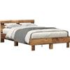 vidaXL Struttura del letto con strisce LED Legno vecchio 120 x 190 cm