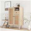 VIVCA Credenza effetto legno, 2 ante in rattan, 1 cassetto, armadio angolare, cassettiera, armadietto portaoggetti, con grande capienza, 60 x 40 x 101 cm, rovere