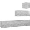 vidaXL Set di Mobili Porta TV 4 pz Grigio Cemento in Legno Multistrato