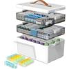 Liwankaqi Conservazione dei farmaci,3 strati Scatola medicinali portatile con manico in pelle,porta medicine da casa per pronto soccorso,medicinali 33 * 22 * 25.5 cm