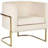 Beliani Poltrona moderna glam con schienale arrotondato Decorativa in velluto beige chiaro con struttura dorata