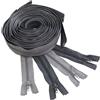 Aerzetix - Set di 4 Cerniere Lampo a Spirale n. 5 da 200 cm separabili con cursore | in Metallo, Nylon e Poliestere | Cucito, creazioni Fai da Te, Tessuti, Abbigliamento | Colore tonalità Grigio