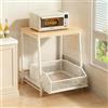 Generic Organizzatore per Macchina da Caffè con Antenna Scorrevole Piano di Lavoro Scaffale Espositivo Alimenti Doppia Rack a Terra Adatto per Cucina Ufficio Salone Camera da Letto(White,B)
