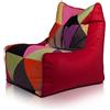 Ecopuf Solid | Pouf a Sacco Patchwork Design | Puff Poltrona Sacco in Microfibra Seduta con Schienale Alto | Pouf Poltrona a Sacco Relax Dim. 75X75 Cm