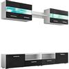 vidaXL Set Parete Attrezzata Porta TV con Luci LED 5 pz Nero Lucido