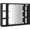 vidaXL Mobile a Specchio con LED Nero 76x15x55 cm