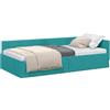 vidaXL Hoekbedframe met hoofdeinde Turquoise 90 cm x 190 cm Fluweel