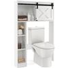 COSTWAY Mobile Salva Spazio Sopra WC, Organizzatore del Bagno in Legno con Porta e 3 Ripiani di Stoccaggio, per Bagno Lavanderia, 84x17x128 cm (Bianco)
