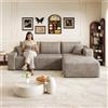 Yihomfy 241 cm Divano Convertibile, Divano ad Angolo Convertibile, Divano ad Angolo, Divano Modulare, Seduta Profonda, Divano a 3 Posti con Chaise Longue, Divano Compresso a Forma di L, R-Marrone