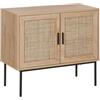 Beliani Credenza Moderna a 2 Cassetti con Fronte in Vimini 72 x 80 cm legno Chiaro