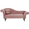 Beliani Chaise Lounge Stile Retrò Vintage Lato Sinistro Velluto Rosa