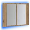 vidaXL Spiegelkast LED 60x12x45 cm bewerkt hout artisanaal eikenkleur