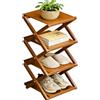 XZXWZX Scarpiera in bambù - Nessun montaggio richiesto, organizer per scarpe alto e stretto, pieghevole, salvaspazio, scaffale multifunzionale per ingressi, angoli, camere da letto, balconi, 4 strati marrone