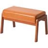 IBUYKE 14.2"H Grande Poggiapiedi Ottomano, Rettangolare in Pelle PU Sgabello con Sedile Imbottito e Gambe in Legno, Basso Poggiapiedi Ottomano Per Poltrona Soggiorno Camera, Giallo-Marrone WBD031J
