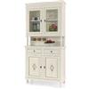 Vicentini arreda CREDENZA CRISTALLIERA NAPOLETANA IN LEGNO 2 ANTE SHABBY CHIC BIANCO OPACO DECORATO POMELLI BRONZO FILO VERDE