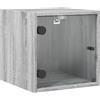 vidaXL Nachtkastje met glazen deur 35x37x35 cm grijs sonoma eikenkleur