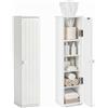 LIFEZEAL Mobiletto Bagno Salvaspazio a 5 Livelli, 16x17x69cm (Bianco) | Armadio con Anta per Carta Igienica, Armadietto da Terra per Porta Rotolo con 5 Scomparti e 3 Ripiani Rimovibili