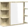vidaXL Mobile Bagno con Specchio Rovere Sonoma 80x20,5x64 Multistrato