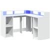 vidaXL Bureau met LED-verlichting 130x130x91 cm bewerkt hout wit