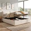 Autheria Letto 160 x 200 cm, letto imbottito con rete a doghe e testiera imbottita,letto matrimoniale con contenitore,letto regolabile idraulicamente bouclé Beige(Senza Materasso)