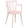 Beliani Soggiorno moderno minimalista Set di 4 sedie da pranzo Seduta in ecopelle sintetica imbottita rosa con braccioli