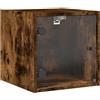 vidaXL Comodino con Anta in Vetro Rovere Fumo 35x37x35 cm