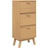 vidaXL Scarpiera OLDEN Marrone 55x35x120 cm in Legno Massello di Pino