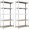 BAKAJI Scaffale Porta Oggetti, 5 Ripiani in Metallo Zincato, Grande Portata, Scaffalatura Garage legno e Metallo (2 Pezzi 180 x 90 x 40 cm)