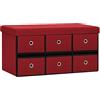 vidaXL Cassapanca Pieghevole Rosso Vino 76x38x38 cm in Simil Lino